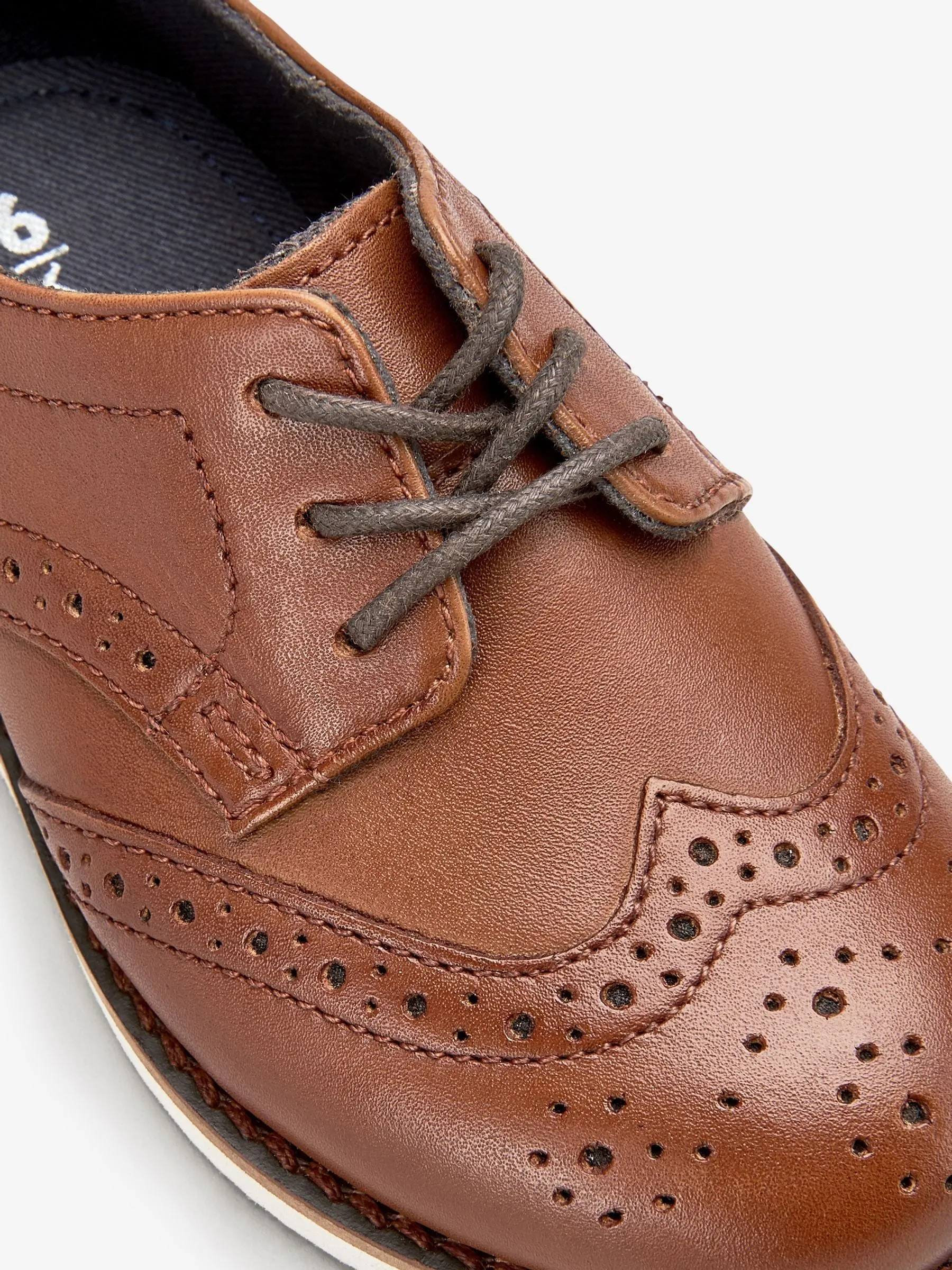 Tan Brown Standard Fit (F) Smart Leather Brogue Shoes