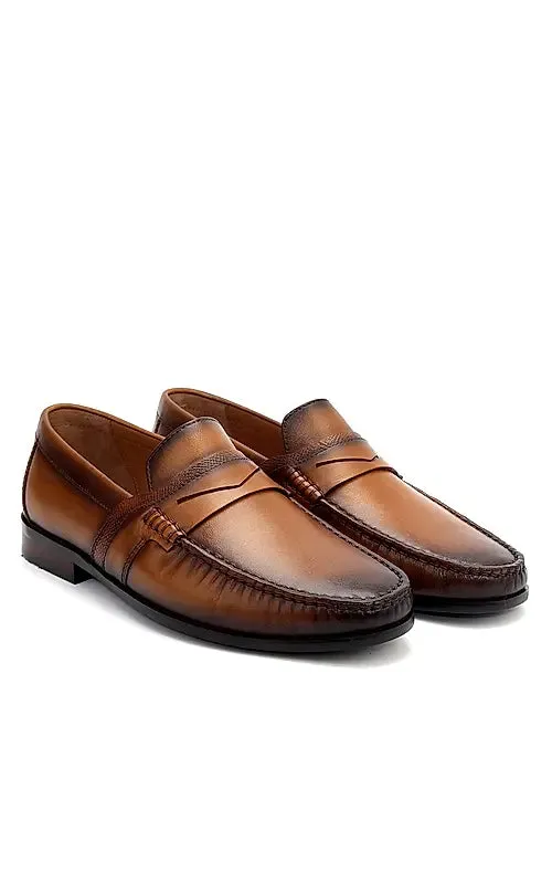 Tan Heel Moccasins With Panel