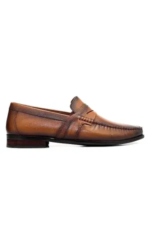 Tan Heel Moccasins With Panel