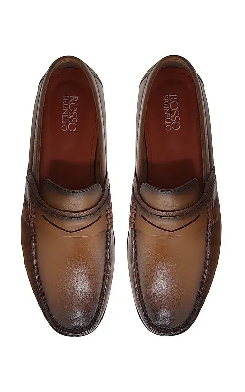 Tan Heel Moccasins With Panel