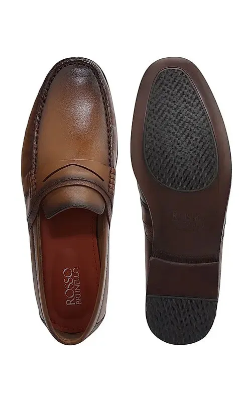 Tan Heel Moccasins With Panel