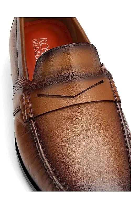 Tan Heel Moccasins With Panel