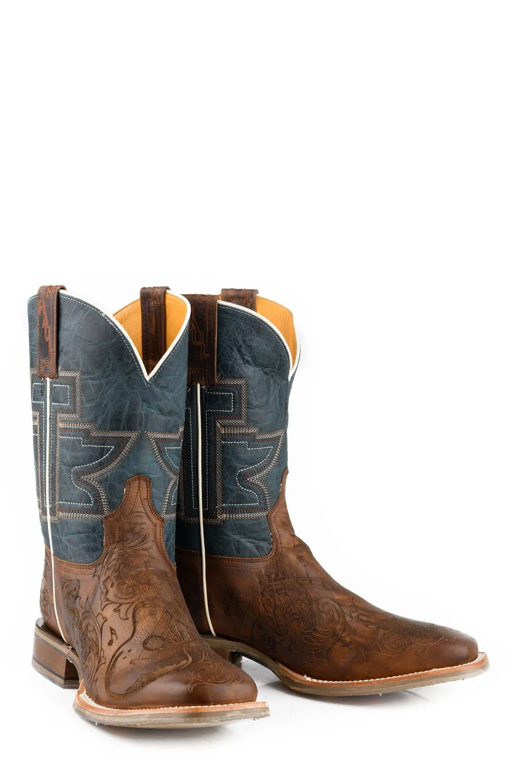 Tin Haul Mens Guitar Man Rock On Brown Leather Cowboy Boots