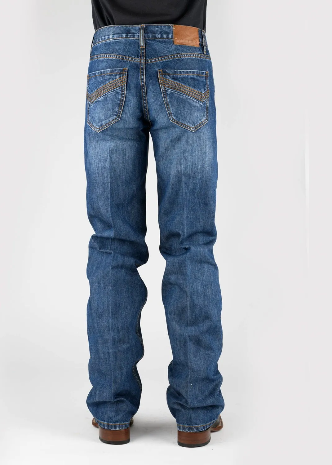 Tin Haul Mens Regular Joe Angle Embroidered Blue 100% Cotton Jeans