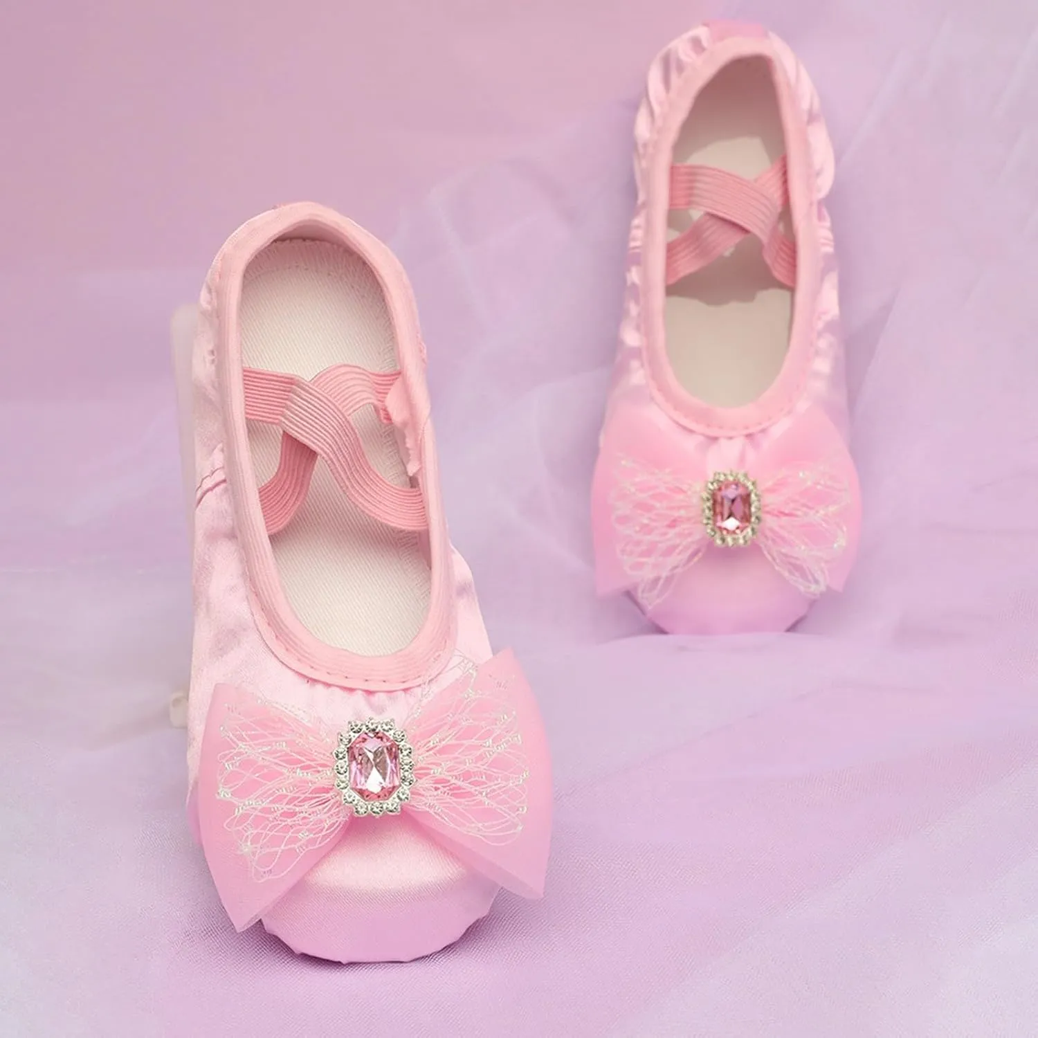 Toddler/Kid Girls Dress Shoes Dance Slippers Practice Shoes Flats Lightweight Ballet Flower Mary Jane Princess Shoes