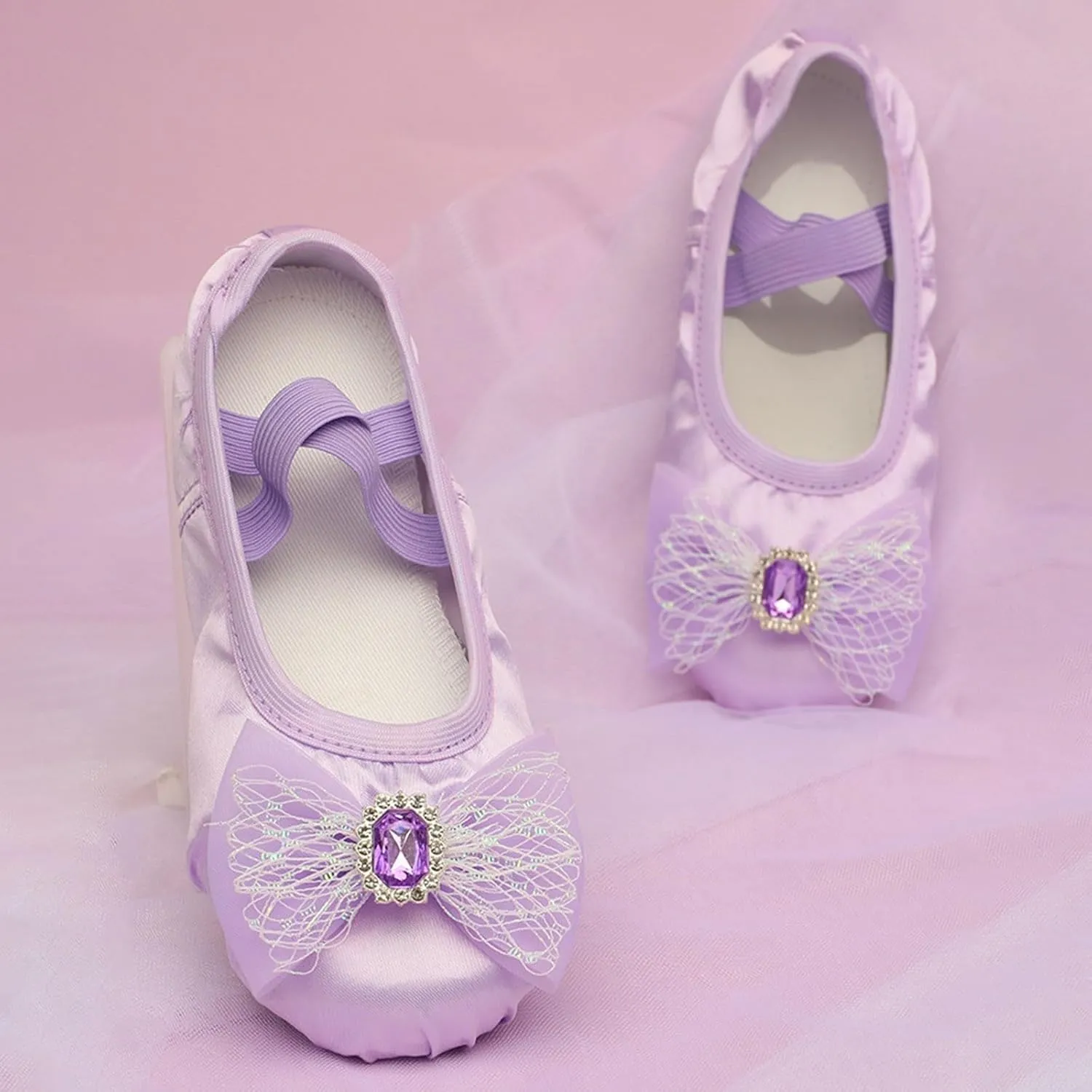 Toddler/Kid Girls Dress Shoes Dance Slippers Practice Shoes Flats Lightweight Ballet Flower Mary Jane Princess Shoes